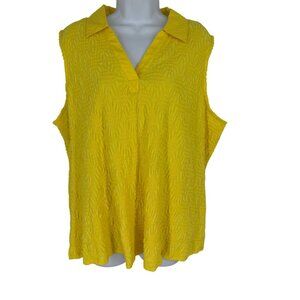 Attitudes By Renée Yellow Textured Sleeveless Women's V-Neck Top Size 1X